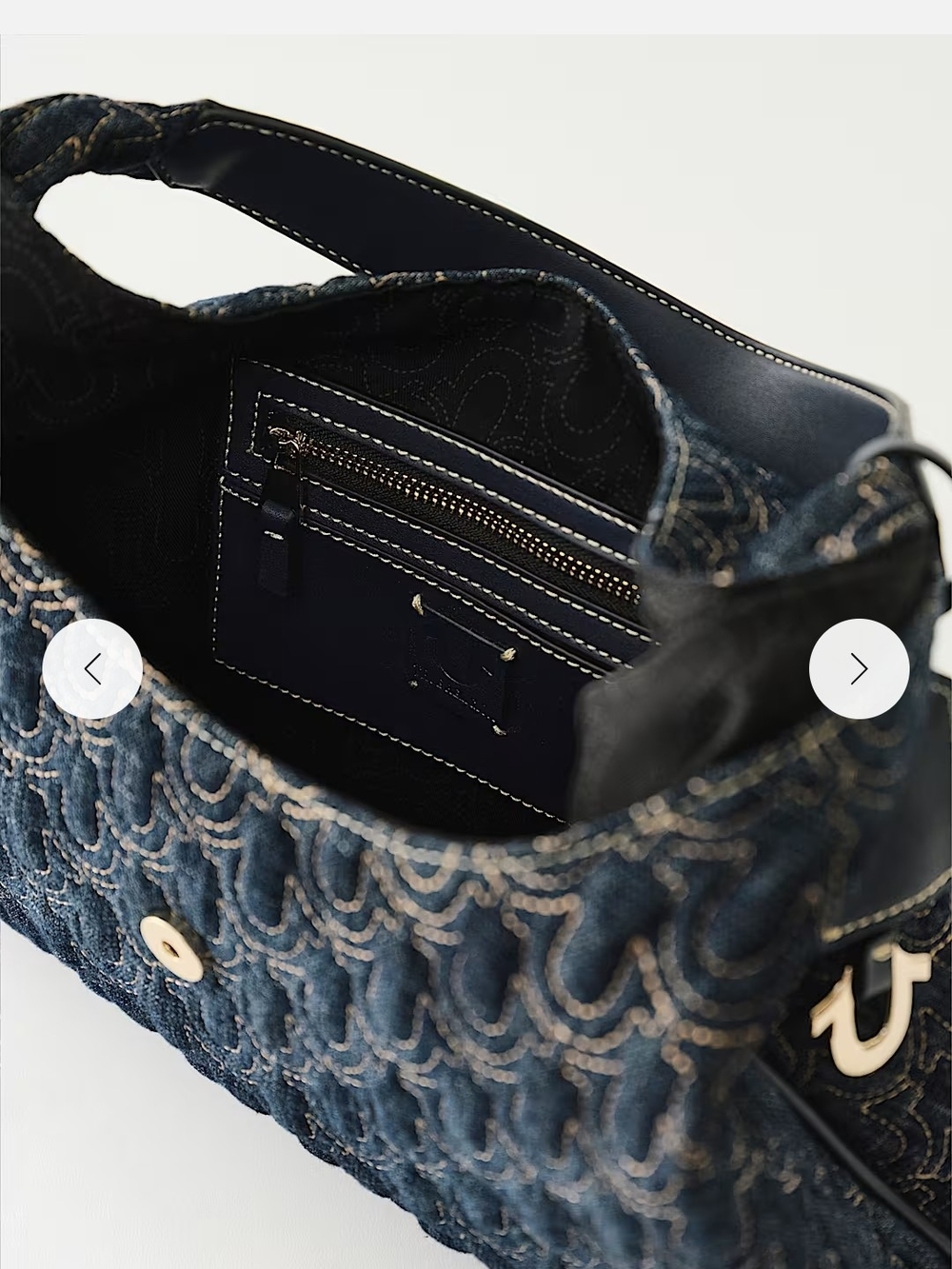 True Religion Navy Denim Hobo Bag with Gold Hardware - Picture 6 of 8